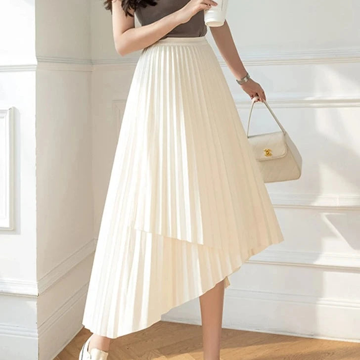 Women's Polyester High Waist Pleated Pattern Casual Wear Skirts