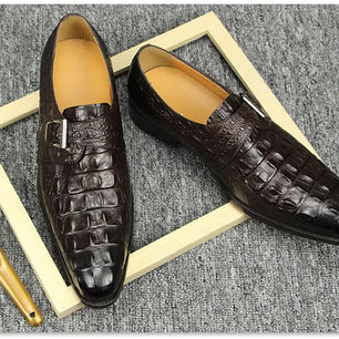 Men's Genuine Leather Pointed Toe Lace-up Closure Formal Shoes