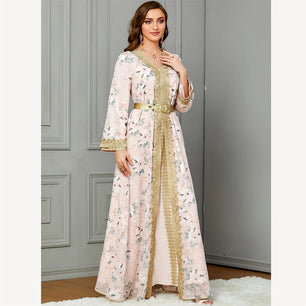 Women's Arabian Polyester Full Sleeve Print Pattern Elegant Dress