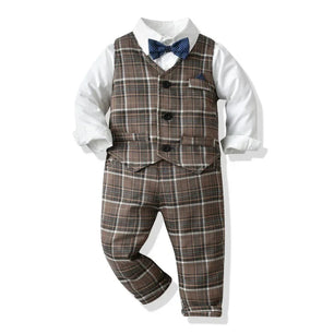 Kid's Cotton Long Sleeves Single Breasted Closure Formal Clothes