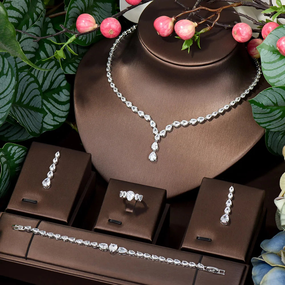 Women's Copper Alloy Cubic Zirconia Trendy Water Drop Jewelry Set