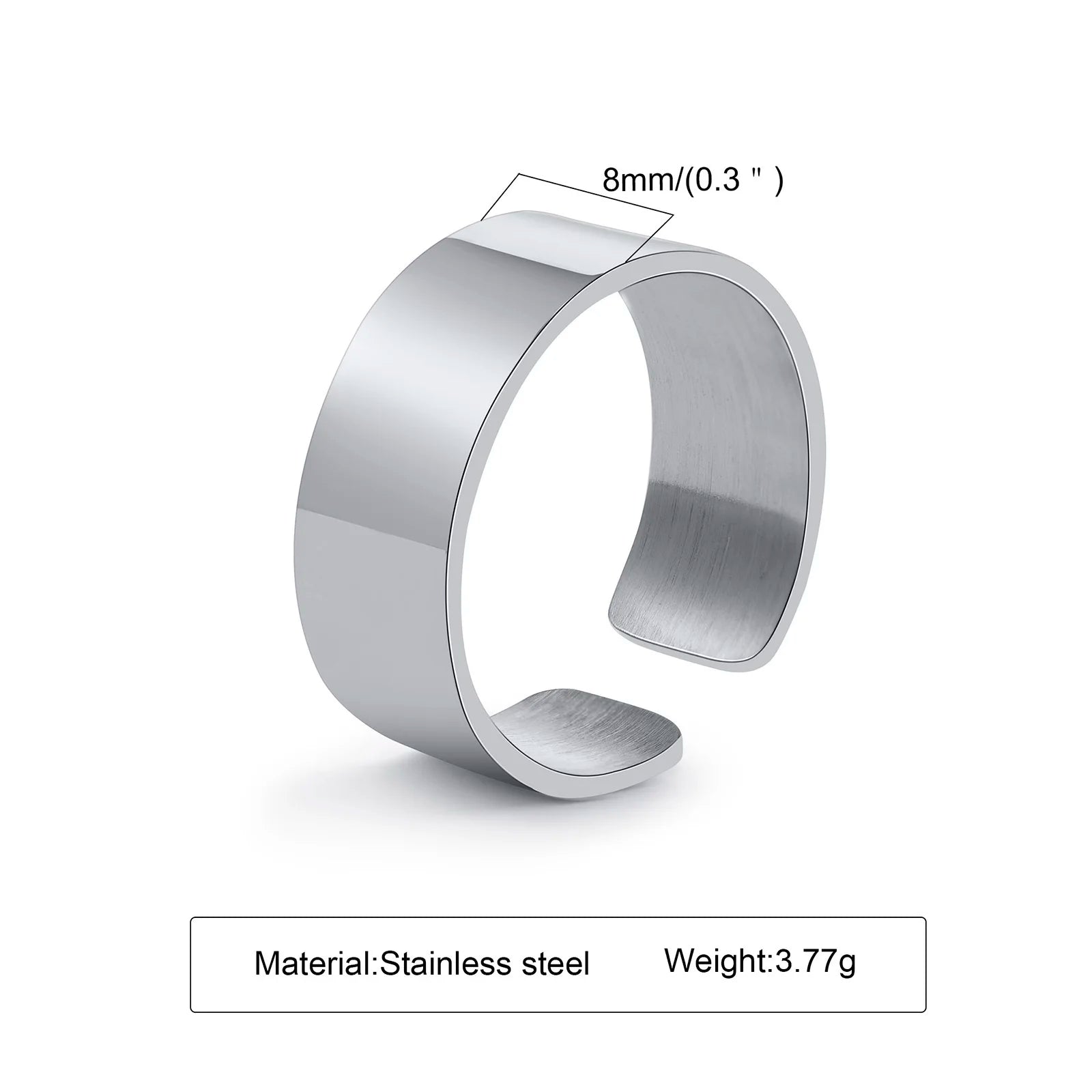 Men's Metal Stainless Steel Round Shaped Classic Waterproof Rings