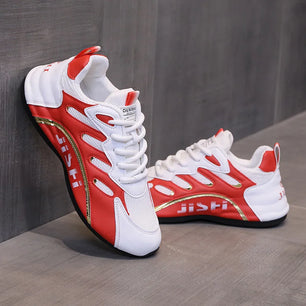 Men's Synthetic Round Toe Lace-Up Closure Running Sport Sneakers