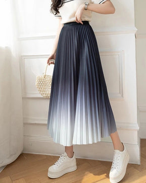 Women's Polyester High Waist Pleated Pattern Casual Wear Skirts