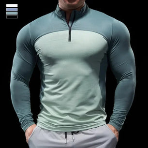 Men's Polyester Long Sleeve Pullover Closure Casual T-Shirt