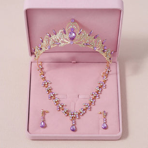 Women's Zinc Alloy Water Drop Bridal Wedding Crown Jewelry Sets