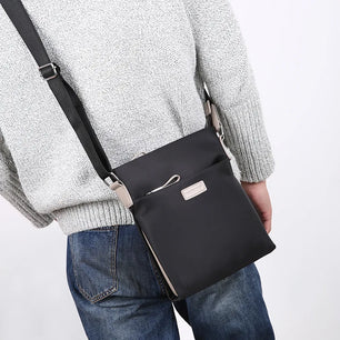 Men's Oxford Zipper Closure Silt Pocket Messenger Shoulder Bag