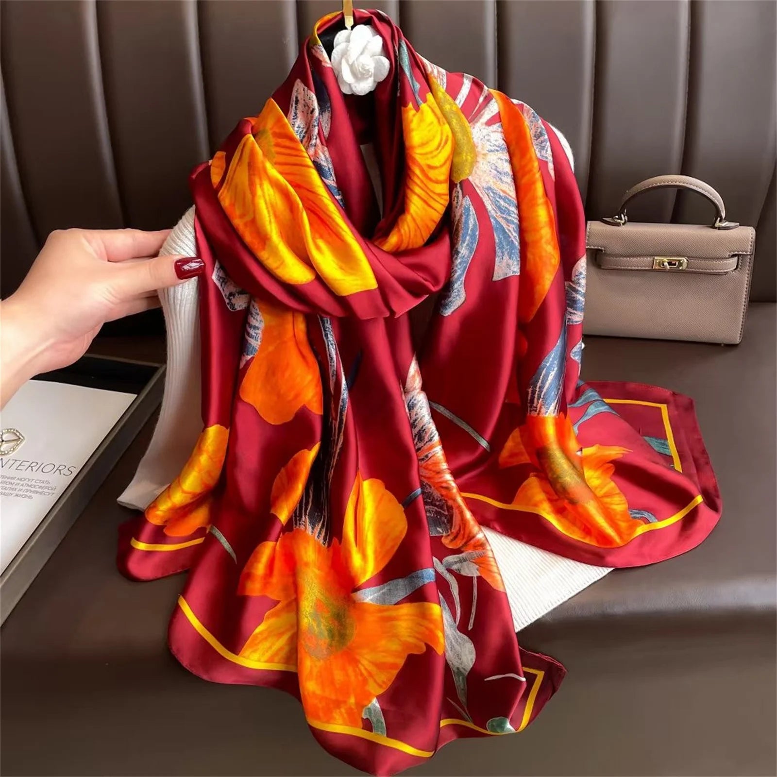 Women's Silk Neck Wrap Printed Pattern Trendy Beach Scarves