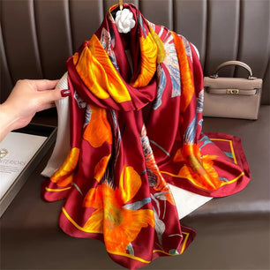 Women's Silk Neck Wrap Printed Pattern Trendy Beach Scarves