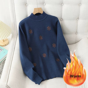 Women's Acrylic Mock Neck Full Sleeves Casual Pullover Sweater