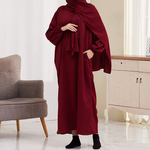 Women's Arabian Polyester Full Sleeve Solid Pattern Casual Abaya