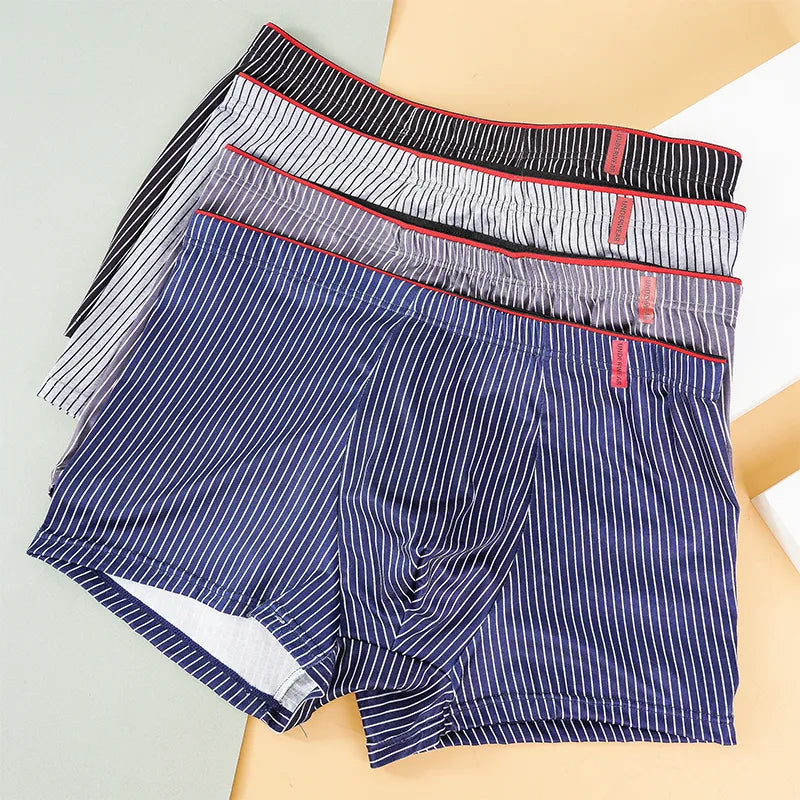 Men's Spandex Quick-Dry Striped Pattern Underpants Boxer Shorts