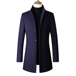 Men's Wool Turn-Down Collar Full Sleeves Single Breasted Coat