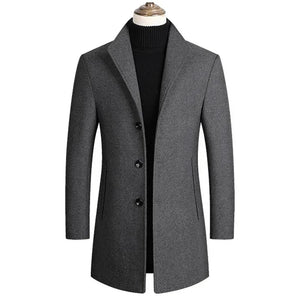 Men's Wool Turn-Down Collar Full Sleeves Single Breasted Coat