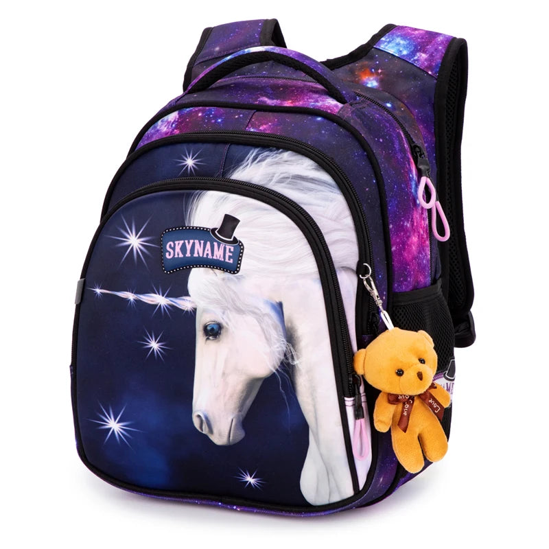 Kid's Nylon Zipper Closure Animal Waterproof School Backpack