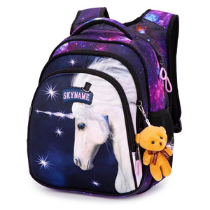 Kid's Nylon Zipper Closure Animal Waterproof School Backpack