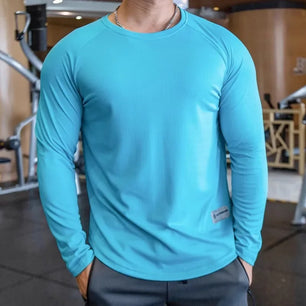 Men's Polyester Long Sleeve Pullover Closure Sportswear T-Shirt