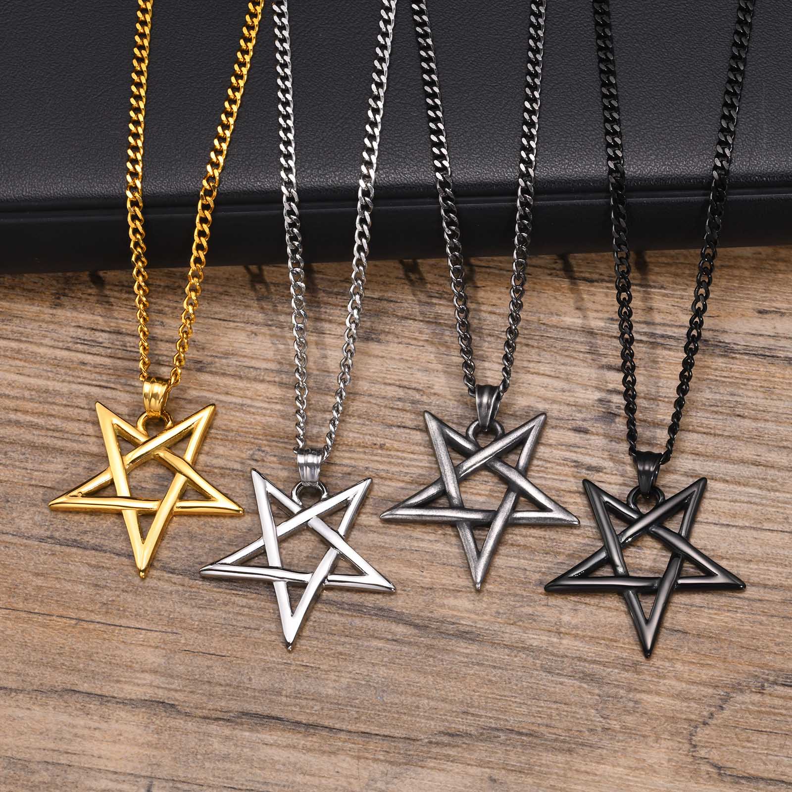 Men's 100% Stainless Steel Link Chain Star Pendant Necklace