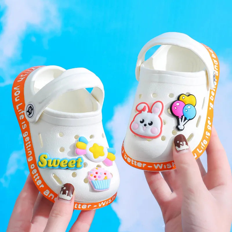 Kid's Rubber Round Toe Breathable Cartoon Pattern Beach Sandals