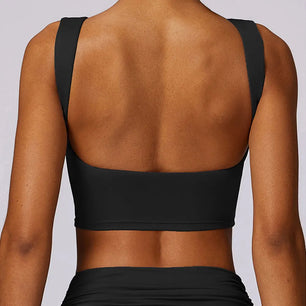 Women's Nylon Sleeveless Backless Fitness Yoga Workout Crop Top