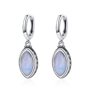 Women's Tibetan Silver Moonstone Geometric Pattern Party Earrings