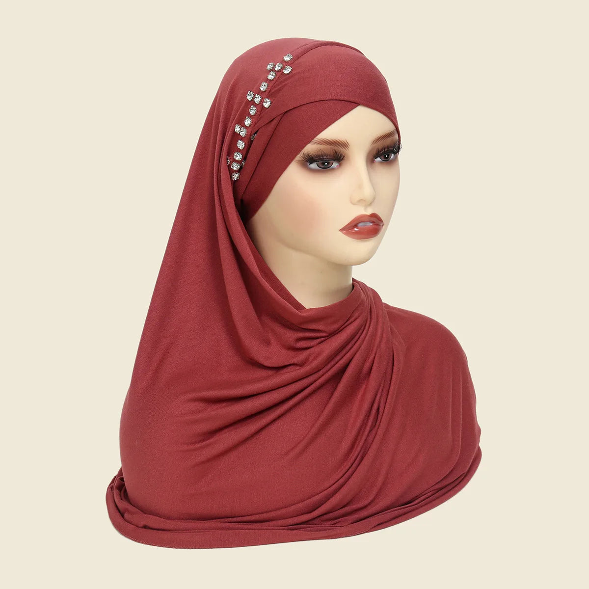 Women's Arabian Polyester Head Wrap Rhinestone Elegant Hijabs