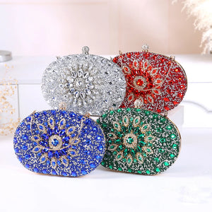 Women's PU Hasp Closure Rhinestone Pattern Luxury Wedding Clutch