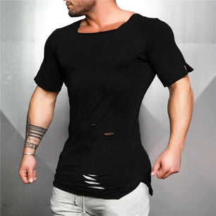 Men's Cotton Short Sleeve Gym Fitness Running Workout Plain Tops