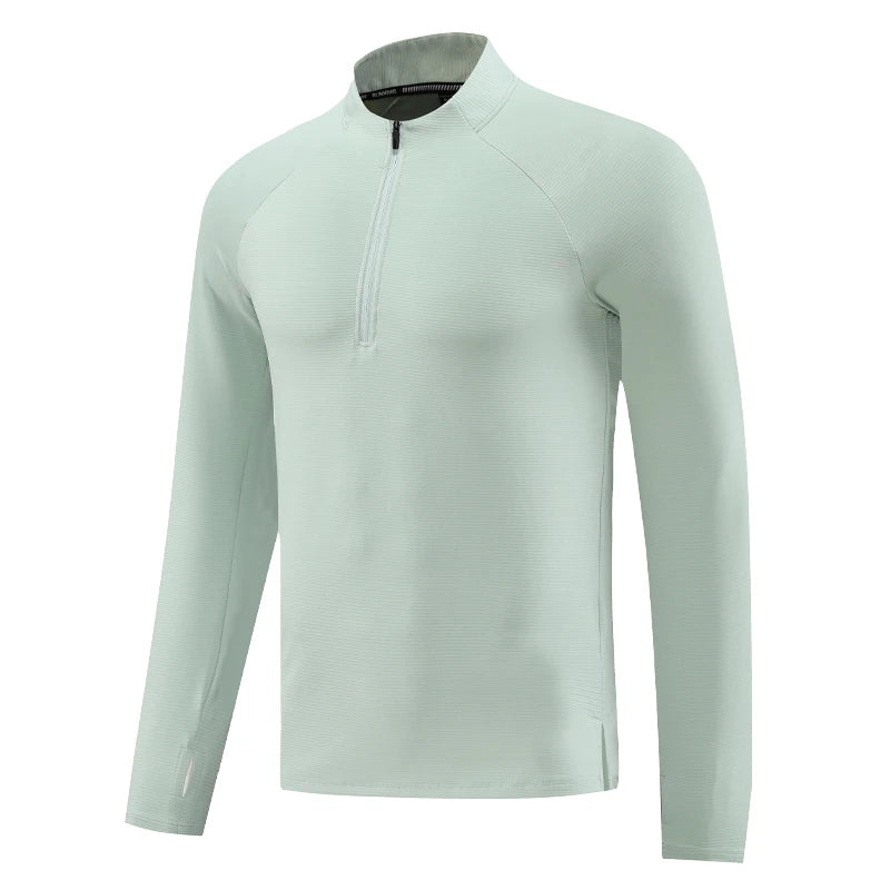 Men's Microfiber Long Sleeves Breathable Gym Solid Pattern Shirt