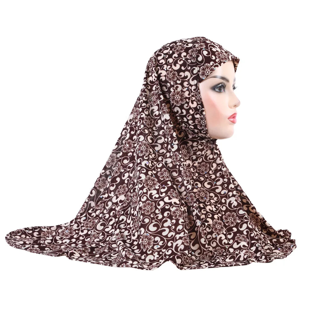 Women's Arabian Polyester Headwear Printed Pattern Casual Hijabs