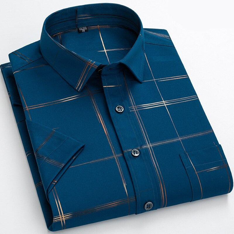 Men's Polyester Turn-Down Collar Single Breasted Casual Shirt