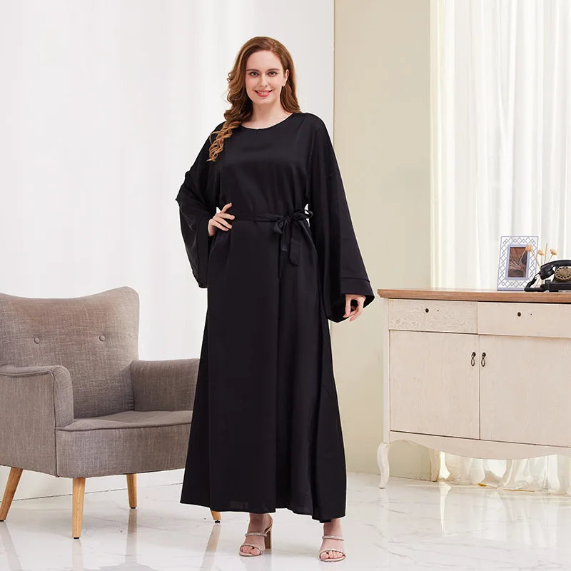 Women's Arabian Polyester Full Sleeves Solid Pattern Dresses