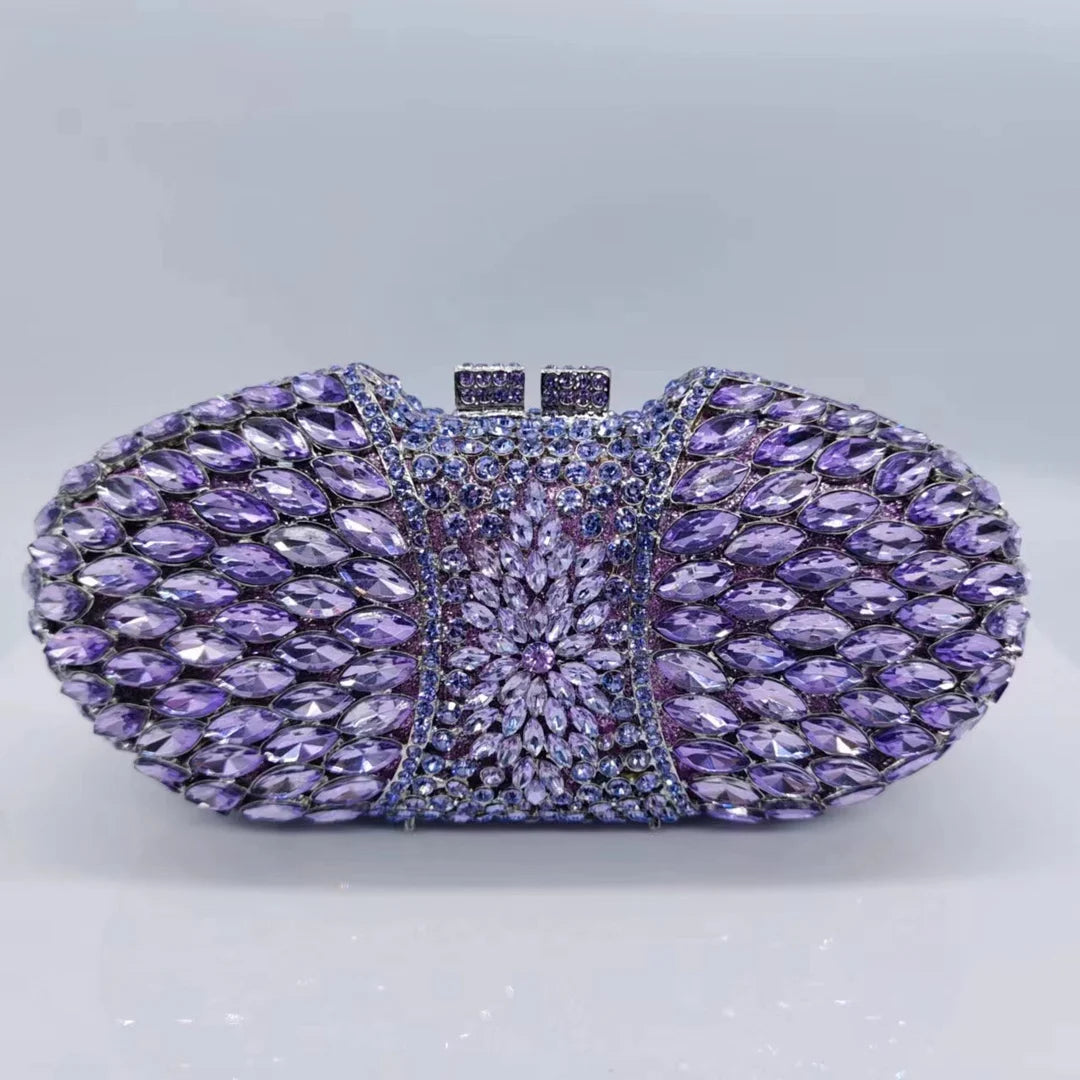 Women's Metallic Hasp Closure Rhinestone Bridal Wedding Clutch