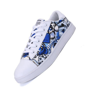 Women's Leather Round Toe Lace-up Closure Sports Wear Sneakers