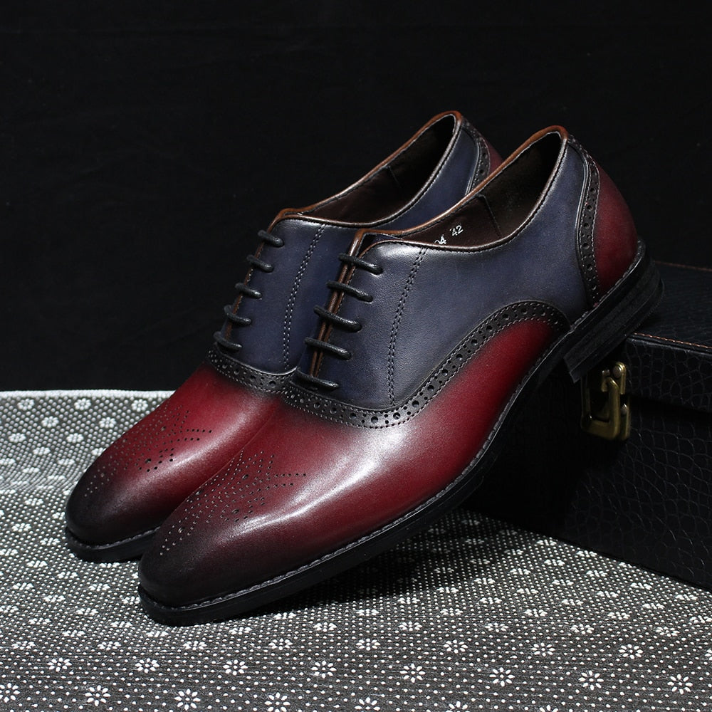 Men's PU Leather Pointed Toe Lace-Up Closure Elegant Oxford Shoes