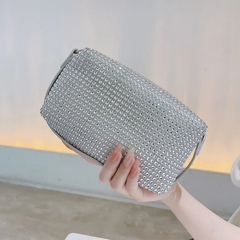 Women's Split Leather Hasp Closure Sequined Pattern Wedding Clutch