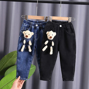 Kid's Polyester Mid Elastic Waist Closure Cartoon Pattern Pants