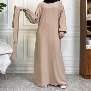 Women's Arabian Polyester Full Sleeve Solid Pattern Casual Abaya