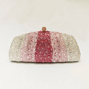 Women's Metallic Hasp Closure Rhinestone Pattern Wedding Clutch