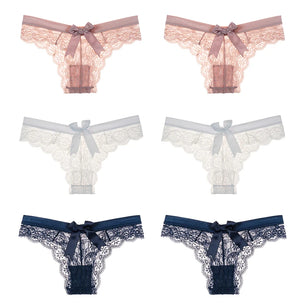 Women's 6 Pcs Spandex Low Waist Breathable Lace Pattern Panties