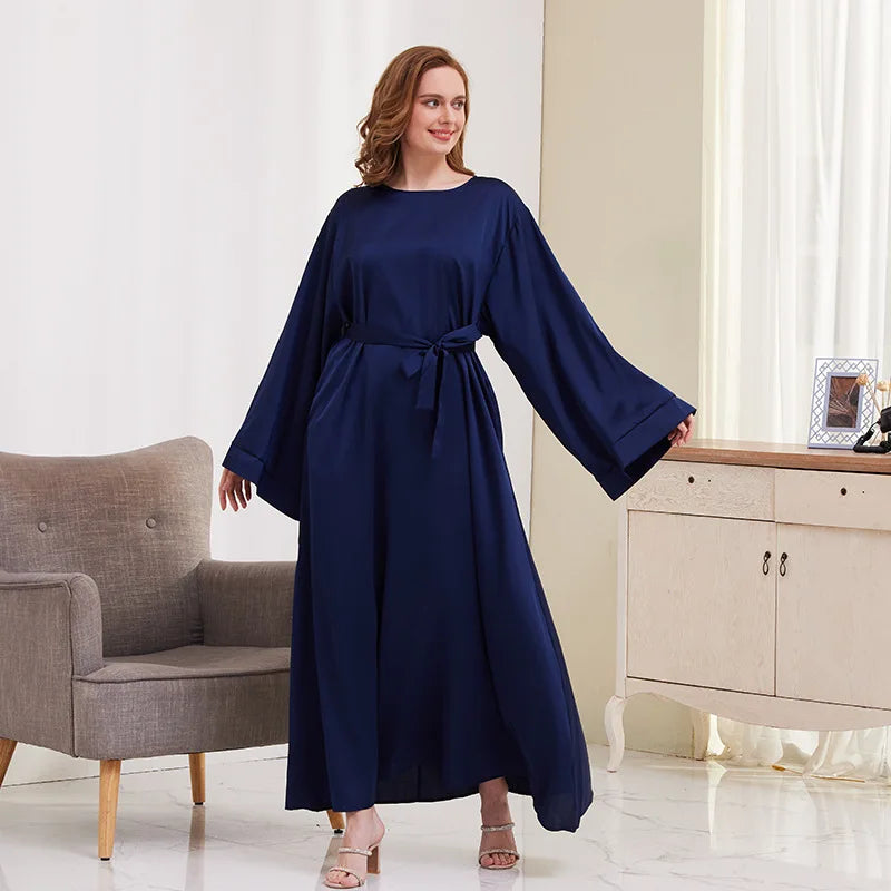 Women's Arabian Polyester Full Sleeves Solid Pattern Casual Dress