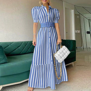 Women's Polyester Short Sleeves Single Breasted Casual Wear Dress