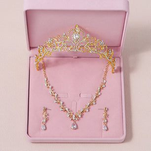 Women's Zinc Alloy Water Drop Bridal Wedding Crown Jewelry Sets