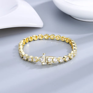 Women's 100% 925 Sterling Silver Zircon Flower Shape Bracelet