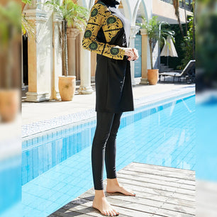 Women's Arabian Polyester Long Sleeve Printed Bathing Swimwear
