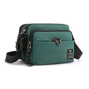 Men's Oxford Zipper Closure Silt Pocket Crossbody Shoulder Bag