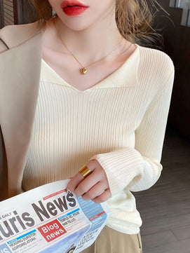 Women's Acrylic V-Neck Long Sleeves Knitted Casual Sweaters