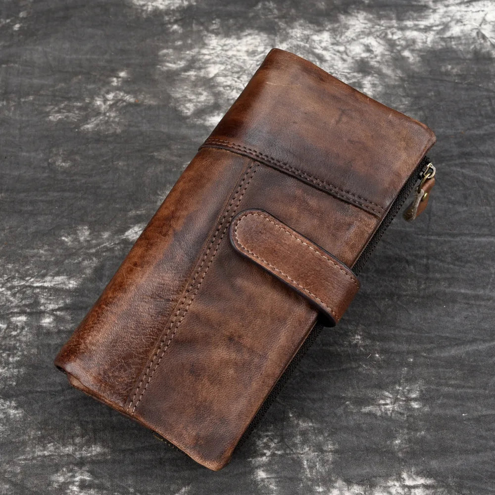 Men's Genuine Leather Solid Pattern Card Holder Vintage Wallets