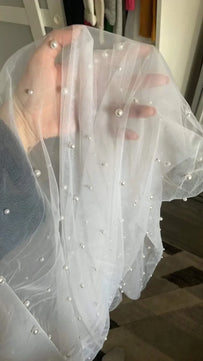 Women's Polyester Bead Edge One-Layer Cathedral Wedding Veils