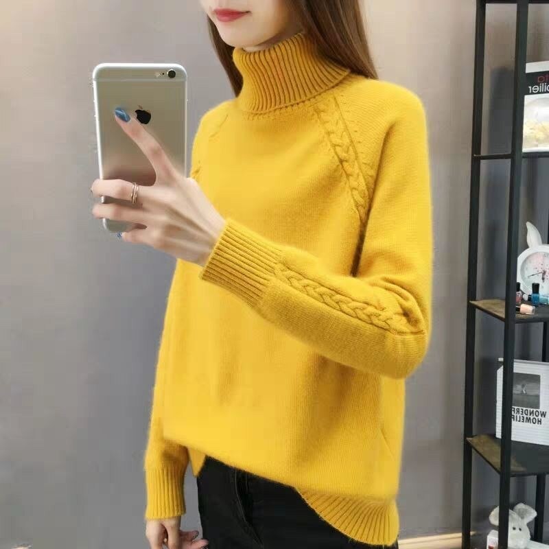 Women's Acrylic Turtleneck Full Sleeves Casual Pullover Sweater